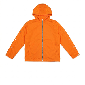 Ensemble coupe-vent à capuche et short orange personnalisé pour homme – Style urbain, molleton décontracté, tenue d'hiver imprimée, ensemble deux pièces - Product Image 2