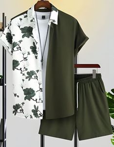 Trajes de Playa Otoñales para Hombre, Conjunto Casual de 2 Piezas, Camisa de Manga Corta de Alta Calidad Personalizada + Pantalones Cortos Estampados con Cintura Elástica - Product Image 4