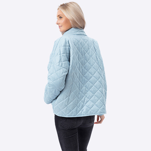 Women's <b>Quilted</b> <b>Jacket</b> Full Zip Stand Collar Solid Color Polyester Autumn Wear Regular Length - Product Image 6