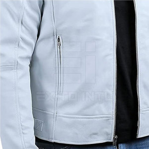 Men's High Street Style Leather <b>Jacket</b> with Stand Collar and Front Logo Customizable <b>Waterproof</b> Winter Wear Wholesale - Product Image 4