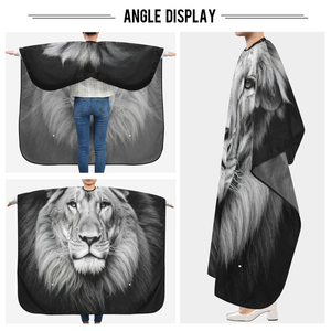 ผ้าคลุมตัดผมดีไซน์ทันสมัยปี 2026 สำหรับมืออาชีพ พิมพ์ลายแบบซับลิเมชั่นตามสั่ง ปิดคอแบบโลหะ ขนาดใหญ่ กันน้ำ - Product Image 5