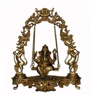 India Supplier Antique Finish Brass Ganesh Ji Swing <b>Statue</b> for Home Decor, Religious Ceremonies Available for Worldwide Supply - Product Image 3