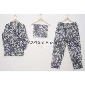 ชุดนอนผ้าฝ้าย 100% ลายดอกไม้สไตล์โบฮีเมียน ระบายอากาศได้ดี เนื้อผ้านุ่มสบาย สำหรับผู้หญิง เอวยางยืด แขนยาว เสื้อและกางเกงขายาว - Product Image 5