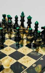 Green Marble Epoxy Resin <b>Chess</b> <b>Set</b> Handmade 30cm <b>Board</b> Luxury Game <b>Board</b> Home Decor Collectible Item - Product Image 3