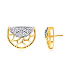 Pendientes de Diamantes de Oro Amarillo de Lujo para Mujer, Corte Brillante Redondo, Color G, Piedra Cultivada en Laboratorio, Joyería para Uso Diario - Product Image 3