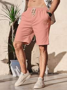 Shorts Casuales con Cintura Elástica y Cordón Ajustable, Shorts de Verano para Playa, Vacaciones, Yoga, Golf, con Bolsillos - Product Image 3