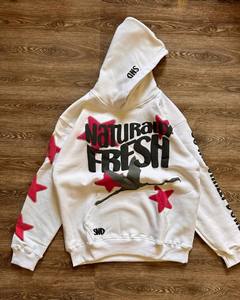 Sweat-shirts à capuche surdimensionnés en molleton français vintage 100% coton, avec logo personnalisé, impression en relief, style streetwear - Product Image 5