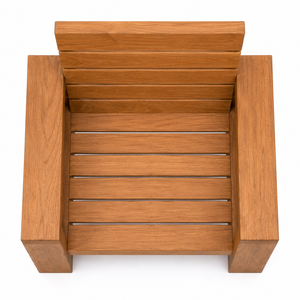 Chaise de jardin contemporaine en teck massif, design durable et imperméable, accoudoirs surdimensionnés, pieds sabre pour terrasse - Product Image 4