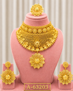Conjunto de Collar y Pendientes con Borlas Chapadas en Oro, Joyería Étnica Clásica para Mujer, para Bodas, A-63201 - Product Image 4