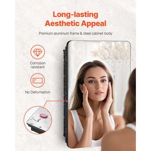 Adjustable <b>Shelves</b> 16\"x 24\" <b>Mirror</b> Medicine Cabinet for <b>Bathrooms</b> - Product Image 4