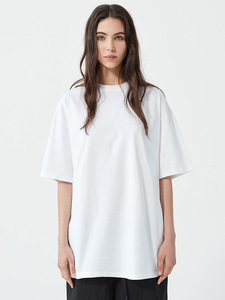 Oversized <b>White</b> Cotton T-<b>Shirt</b> Short Sleeve O-Neck Casual Plain Jersey Men's Solid Color Unisex Fit Regular Length - Product Image 1