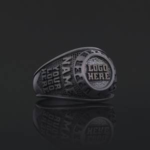 Anillo Escolar BOJ 007, Anillo de Graduación Universitario Personalizado de Plata con Diamantes, Unisex, Anillo de Clase, Regalo para Fiestas y Eventos - Product Image 1