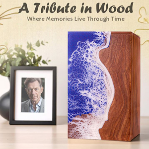 Personalized Walnut Funeral Urn Handcrafted Wooden Ashes Container Wooden Cremation Urn with Metal Name Plate by AYAANS - Product Image 6