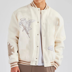 Veste universitaire surdimensionnée en laine de haute qualité à col montant chauffant pour homme, style baseball, hiver - Product Image 1