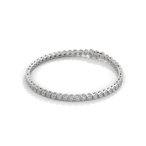 Bracelet tennis en or 18 carats plaqué or avec diamants pour femmes, bracelet à maillons hexagonaux, bijoux élégants pour tous les jours - Product Image 2