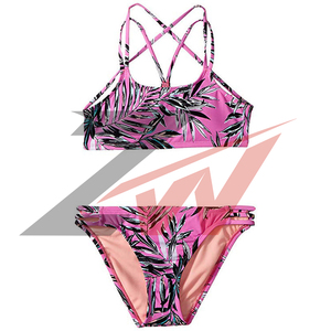Nouvel ensemble de maillot de bain bikini pour filles de 2 à 8 ans, col halter, bas brésilien, logo avant, écologique, été 2026 - Product Image 6