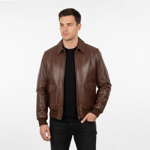 Chaqueta de Cuero Hecha a Medida Más Vendida al por Mayor, Chaqueta de Cuero de Invierno para Hombre, Chaqueta de Piloto Aviador, Chaqueta de Cuero Genuino para Hombre - Product Image 1