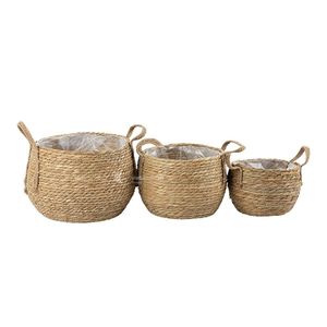 Woven Wicker <b>Plant</b> <b>Basket</b> Set with Handles, Indoor Flower Pot Cover Vietnam Wholesale from Viettimecraft Factory - Product Image 2