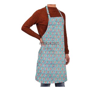 High Quality Custom Design <b>Kitchen</b> <b>Apron</b> Block Printed Cotton Fabric With Vegetable Dye Leaves Pattern Waist Type - Product Image 1