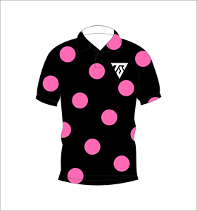 Polo personnalisé pour homme noir et rose à pois – T-shirt de golf à manches courtes avec imprimé gros pois, respirant, décontracté, mode estivale - Product Image 1