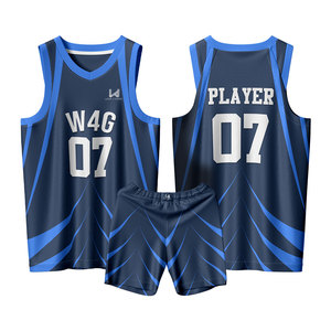 Ensemble d'uniformes de basketball pour hommes sans manches, personnalisés, col en V, imprimés par sublimation, 100 % polyester, respirants, anti-humidité, séchage rapide - Product Image 6