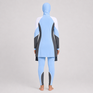 Ensemble Burkini Modeste 4 Pièces Personnalisé pour Femmes Musulmanes à Manches Longues avec Logo Imprimé sur le Devant - Product Image 5