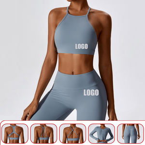 ชุดเซ็ตเสื้อชั้นในกีฬาไร้ตะเข็บและกางเกงเลกกิ้งออกกำลังกายสำหรับผู้หญิง ชุดออกกำลังกาย 2 ชิ้น เอวสูง ชุดเลกกิ้งฟิตเนส - Product Image 3