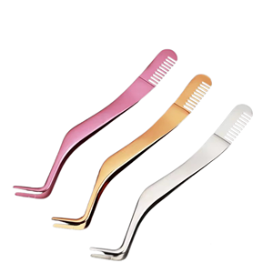 2 in 1 Double Sides Printed DIY Mini False <b>Lash</b> Applicator Tool Stainless Steel Eyelash Extension Tweezers With <b>Comb</b> - Product Image 1