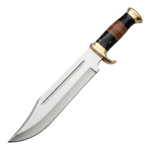 Cuchillo Bowie de Alta Calidad para Exteriores, Hoja Fija de Acero D2, Borde Recto con Mango de Cuero, OEM ODM, Cuchillo de Camping - Product Image 1