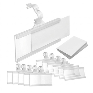 Clear Plastic Price Tag Holder Display Rack With Clip <b>Hooks</b> For <b>Shelf</b> Label Card A4 Size Convenient Warehouse Supermarket - Product Image 3