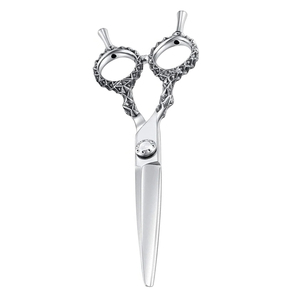 Ciseaux de barbier ergonomiques, lame incurvée en acier inoxydable, pour droitiers, ciseaux de coupe de cheveux professionnels, salon, anneau antidérapant - Product Image 6