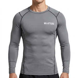 Camiseta de Compresión de Manga Larga para Hombre, Color Gris, Ropa Deportiva para Gimnasio, Fitness, Running, Entrenamiento, Ropa Deportiva de Alto Rendimiento - Product Image 1