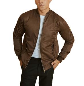 2026 Men's Solid Brown Color Bomber <b>Jacket</b> 100% Polyester Fabric Durable Rib Neck Winter Wear Bomber <b>Jacket</b> With Low MOQ - Product Image 6