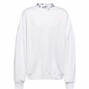 <b>Men's</b> <b>White</b> Oversized Pullover Hooded <b>Sweatshirt</b> Lantern Sleeve Knitted 100% Cotton Solid Color Winter Wear Breathable - Product Image 5