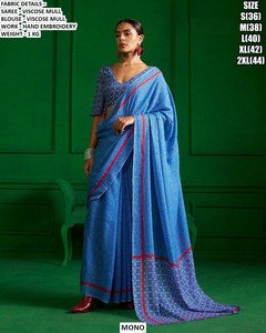 Regal River Embroidered Traditional Viscose Mull Women's Saree Gujarat for Winter/Summer Diwali Party Wedding-Moisture Wicking - Product Image 3