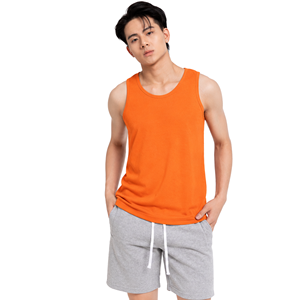 Men's Solid <b>Navy</b> Blue Knitted O-Neck Tank Top Casual Wear - Product Image 2