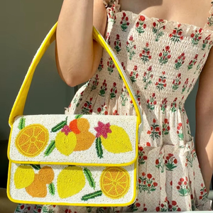 Bolso de noche con cuentas de diseño, hecho a mano con lentejuelas y bordado de cuentas en forma de lágrima - Product Image 1