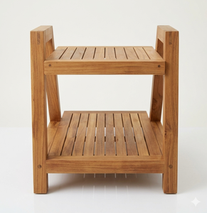 Modern Natural Teak Wood Shower <b>Bench</b> Waterproof Wooden Bathroom Stool With Storage Shelf Spa <b>Bath</b> Seat For Home And Hotel Decor - Product Image 2