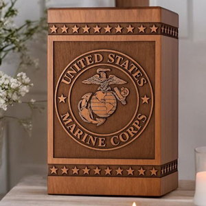 Handcrafted Rosewood US Marine Corps Urn: Veteran Memorial, Personalized Tribute urn Memorial Keepsake by AYAANS - Product Image 1
