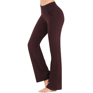 Leggings de yoga évasés pour femmes, taille mi-haute, respirants, légers, en Spandex/Nylon, avec taille élastique, couleur unie, pour le sport et le yoga - Product Image 4