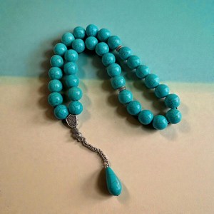Cuentas de oración Tasbih de resina turquesa hechas a mano, Misbaha islámica, cuentas de meditación, cuentas islámicas para uso islámico, tasbih. - Product Image 6