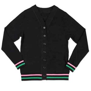 <b>Men's</b> Black Knitted <b>Cardigan</b> <b>Long</b> Sleeve V Neck Button Closure Solid Color Autumn Wear - Product Image 1