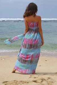 Multicolor mujeres fuera del hombro Tie And Dye Long Maxi Dress Beach Party Wear Dress regalo para ella - Product Image 2