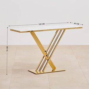 Handmade <b>Gold</b> Metal <b>Console</b> <b>Table</b> with White Marble Top Modern Entryway Sofa <b>Table</b> Luxury Hallway Accent <b>Table</b> for Living Room - Product Image 6
