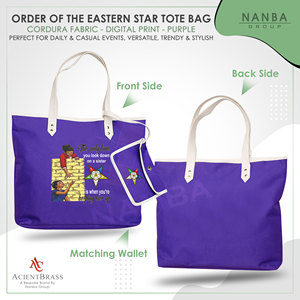 Sac fourre-tout violet brodé Eastern Star, logo OES Order Of The Eastern Star Sister Keeper - Product Image 2