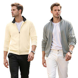 Cárdigan de Lana Tejido para Hombre al por Mayor con Diseño de Cremallera y Logotipo Personalizado para Mercancía de Marca Otoño-Invierno - Product Image 1