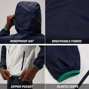 Ensemble de jogging 2 pièces en polyester léger personnalisé, veste coupe-vent à capuche, ensemble coupe-vent d'extérieur pour hommes - Product Image 6