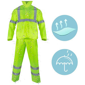 Combinaisons de pluie pour hommes, vêtements de pluie respirants, veste de pluie de sécurité avec doublure intérieure en mesh et poche, pantalon imperméable réfléchissant - Product Image 3