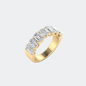 แหวนห้าเม็ดทรงวงรีมรกตผสม 3.50 กะรัต ฝังแบบหนามเตย - Product Image 4