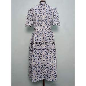 Vestido de Fiesta Moderno, Estilo Dulce, Vestido de Verano, Estampado Floral a Mano, Algodón, Estilo Canguro, Hermoso Vestido Casual en Línea A para Mujer - Product Image 6